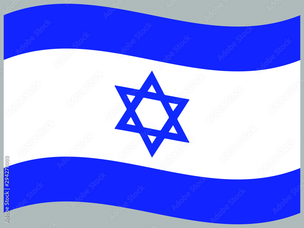 Israel Waving national flag, isolated on background. original colors and proportion. Vector illustration symbol and element, for travel and business from countries set