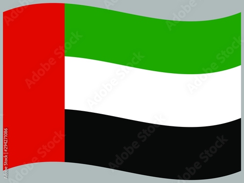 United Arab Emirates  Waving national flag, isolated on background. original colors and proportion. Vector illustration symbol and element, for travel and business from countries set