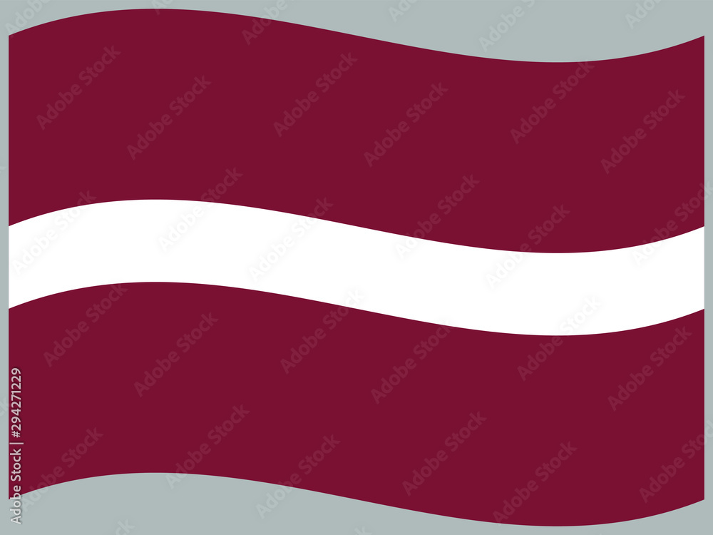  Latvia Waving national flag, isolated on background. original colors and proportion. Vector illustration symbol and element, for travel and business from countries set