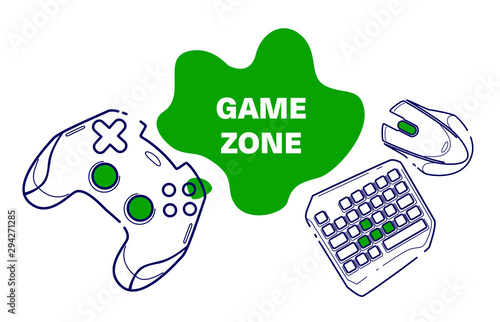 Game zone line concept art with izolated back