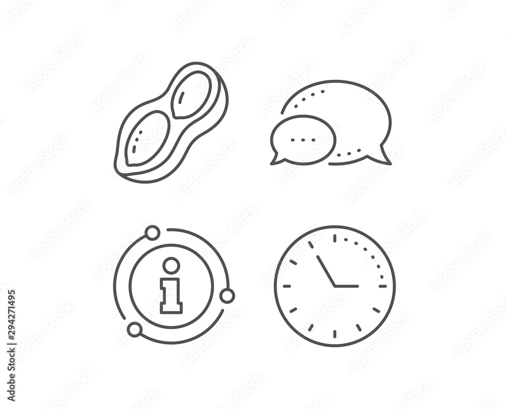 Peanut line icon. Chat bubble, info sign elements. Tasty nut sign. Vegan food symbol. Linear peanut outline icon. Information bubble. Vector