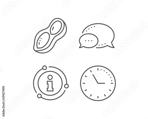 Peanut line icon. Chat bubble, info sign elements. Tasty nut sign. Vegan food symbol. Linear peanut outline icon. Information bubble. Vector