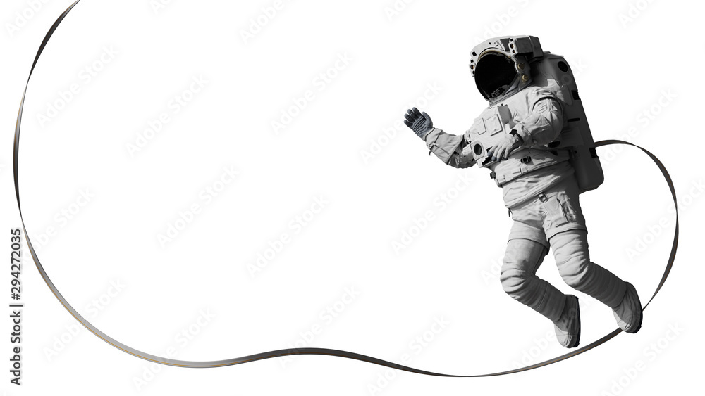 Fototapeta premium astronaut performing space walk, isolated on white background