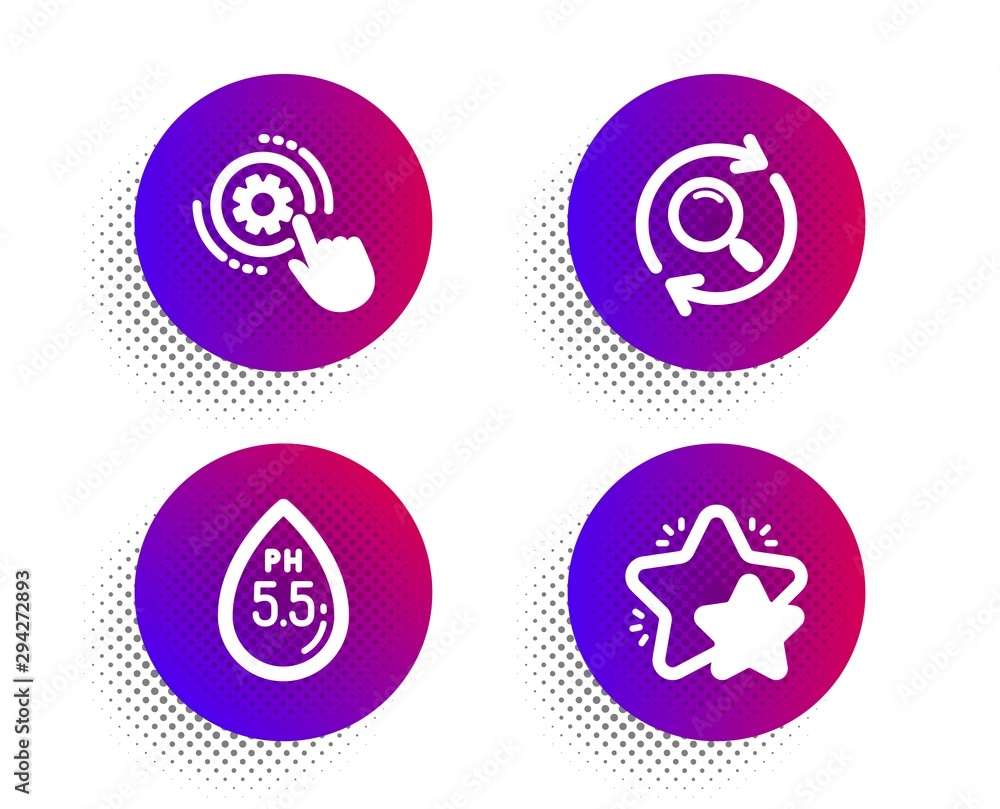 Ph neutral, Cogwheel settings and Search icons simple set. Halftone dots button. Star sign. Water, Engineering tool, Find results. Customer feedback. Technology set. Vector Ph neutral, Cogwheel settings and Search icons simple set. Halftone dots button. Star sign. Water, Engineering tool, Find results. Customer feedback. Technology set. Vector