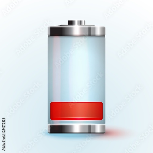 Fully charged green battery. Concept of power and energy.