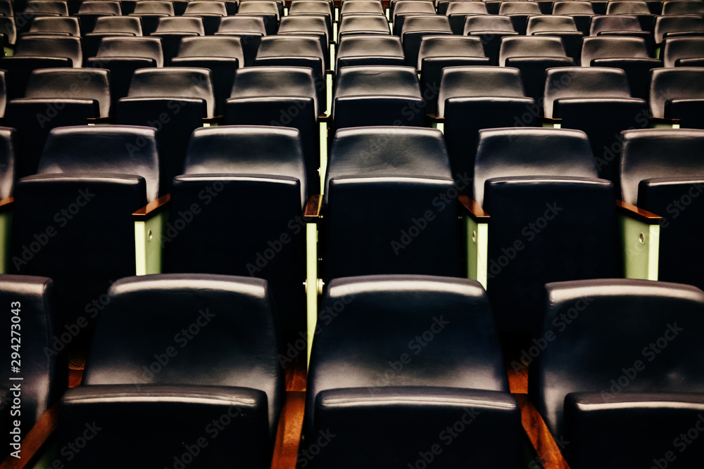 Naklejka premium Rows of empty seats and seats in an auditorium.