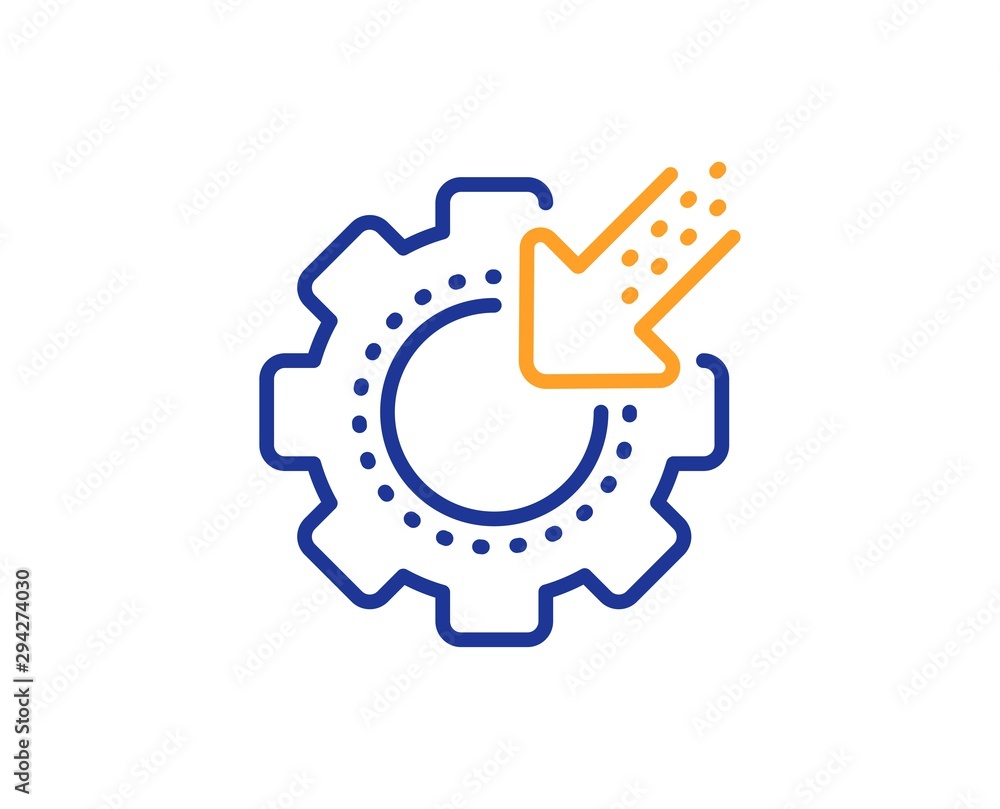 Settings cogwheel sign. Seo gear line icon. Traffic management symbol. Colorful outline concept. Blue and orange thin line seo gear icon. Vector Settings cogwheel sign. Seo gear line icon. Traffic management symbol. Colorful outline concept. Blue and orange thin line seo gear icon. Vector