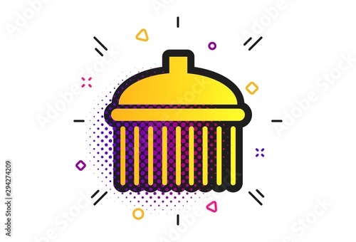 Shower sign icon. Halftone dots pattern. Douche with water drops symbol. Classic flat shower icon. Vector
