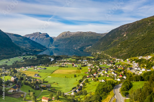 Roldal village in the municipality of Odda in Hordaland county, Norway.