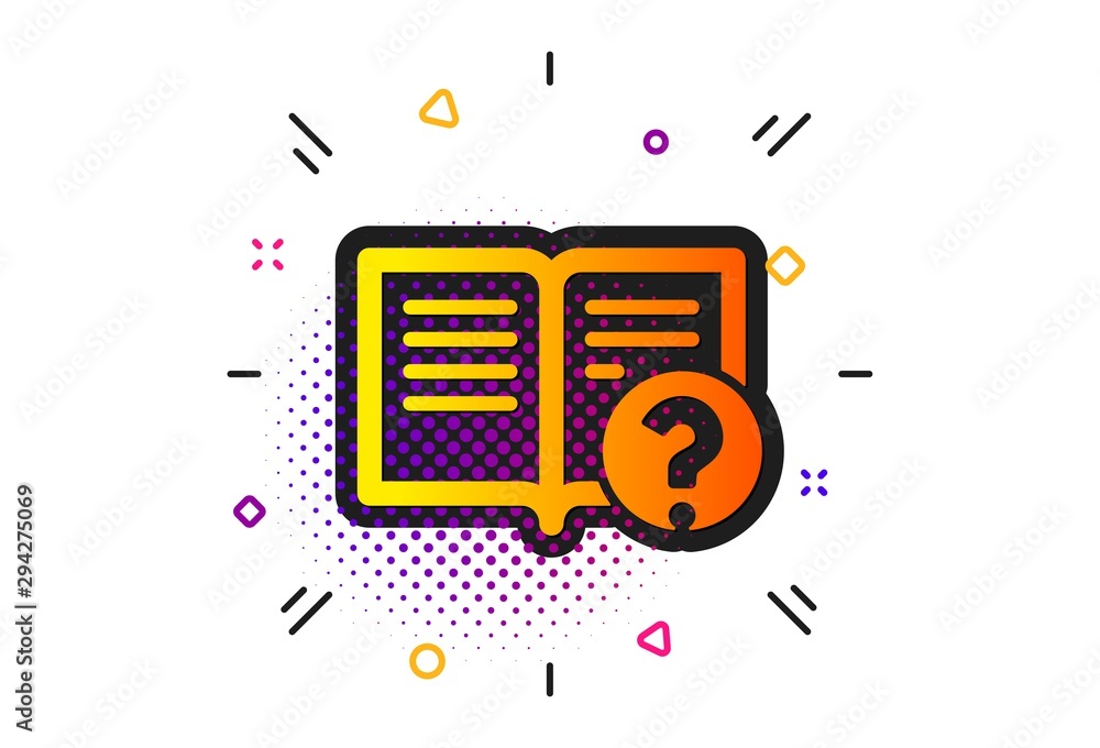 Obraz premium Instruction sign. Halftone circles pattern. Technical help icon. Classic flat help icon. Vector