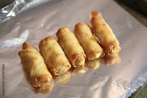 Homade Spring Rolls. Vegetarian Snack. photo