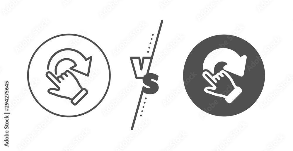 Slide arrow sign. Versus concept. Rotation gesture line icon. Swipe action symbol. Line vs classic rotation gesture icon. Vector Slide arrow sign. Versus concept. Rotation gesture line icon. Swipe action symbol. Line vs classic rotation gesture icon. Vector