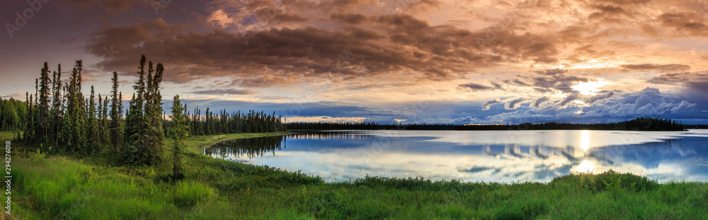Alaskan summer - serene view of Wonder Lake, Denali National Park