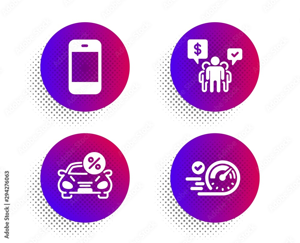 Car leasing, Teamwork and Smartphone icons simple set. Halftone dots button. Speedometer sign. Transport discount, Employees chat, Cellphone or phone. Time concept. Technology set. Vector Car leasing, Teamwork and Smartphone icons simple set. Halftone dots button. Speedometer sign. Transport discount, Employees chat, Cellphone or phone. Time concept. Technology set. Vector