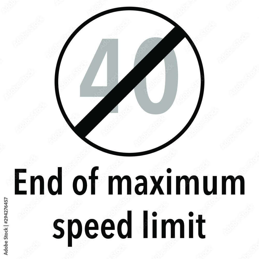 End of Maximum speed limit 40 Information and Warning Road, caution traffic street sign, vector illustration isolated on white background for learning, education, driving courses, sticker, icon. End of Maximum speed limit 40 Information and Warning Road, caution traffic street sign, vector illustration isolated on white background for learning, education, driving courses, sticker, icon.
