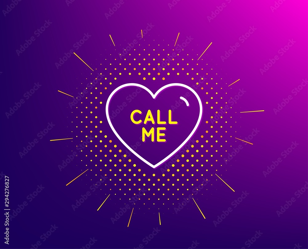 Call me line icon. Halftone pattern. Sweet heart sign. Valentine day love symbol. Gradient background. Call me line icon. Yellow halftone pattern. Vector Call me line icon. Halftone pattern. Sweet heart sign. Valentine day love symbol. Gradient background. Call me line icon. Yellow halftone pattern. Vector