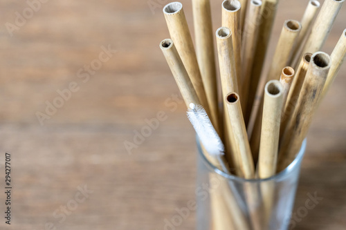 Nature drinking straws from bamboo wood for reusable and reduce the use of plastic straw.
