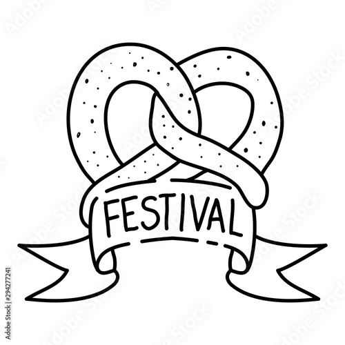 delicious pretzel with ribbon bakery food icon