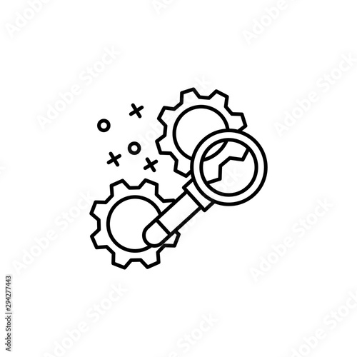 Inspection gear search icon. Element of manufacturing