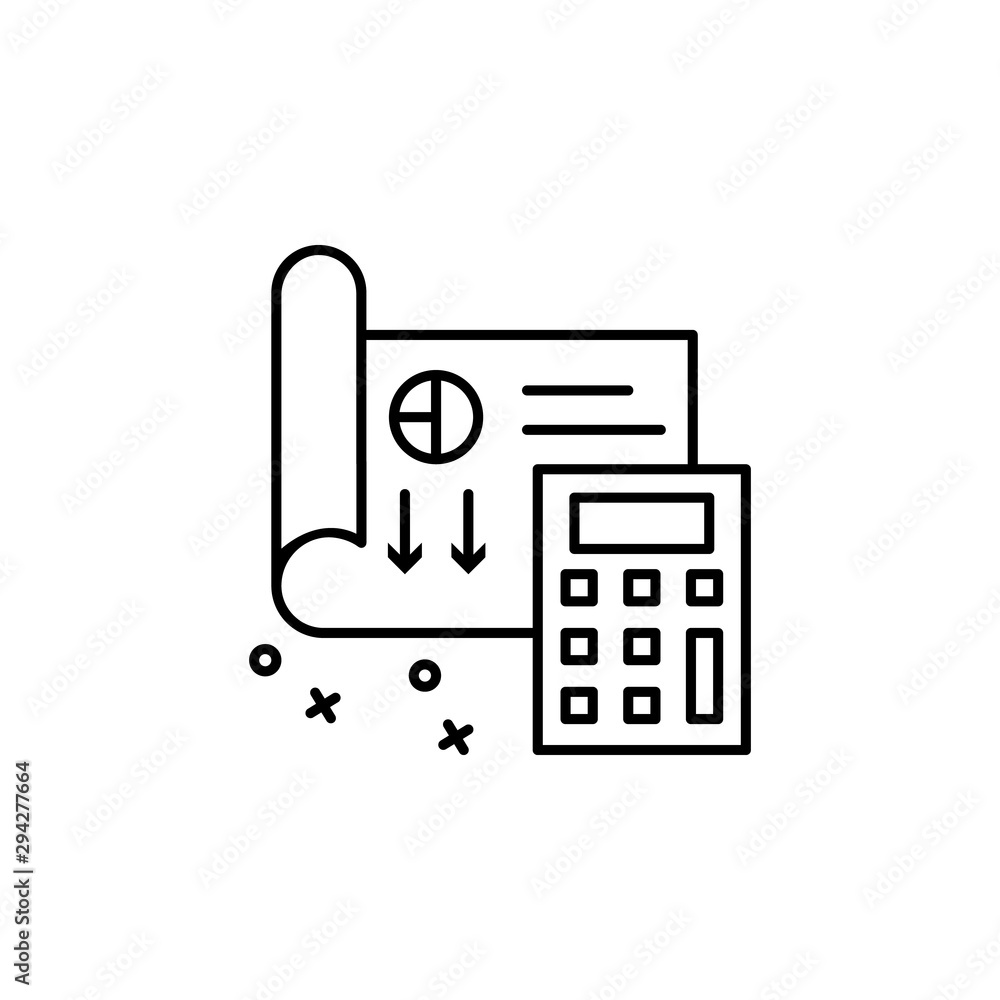 Calculator document paper icon. Element of manufacturing Calculator document paper icon. Element of manufacturing