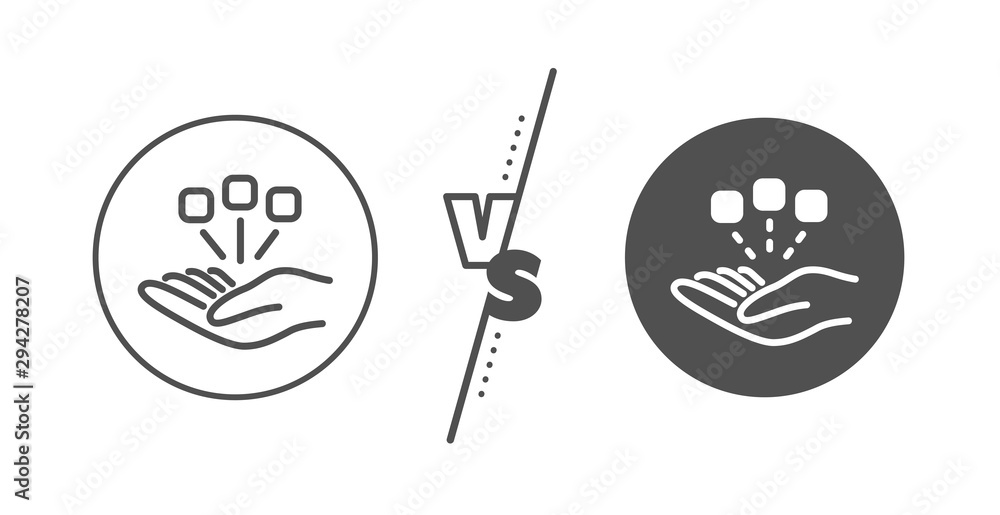 Business strategy sign. Versus concept. Consolidation line icon. Line vs classic consolidation icon. Vector Business strategy sign. Versus concept. Consolidation line icon. Line vs classic consolidation icon. Vector