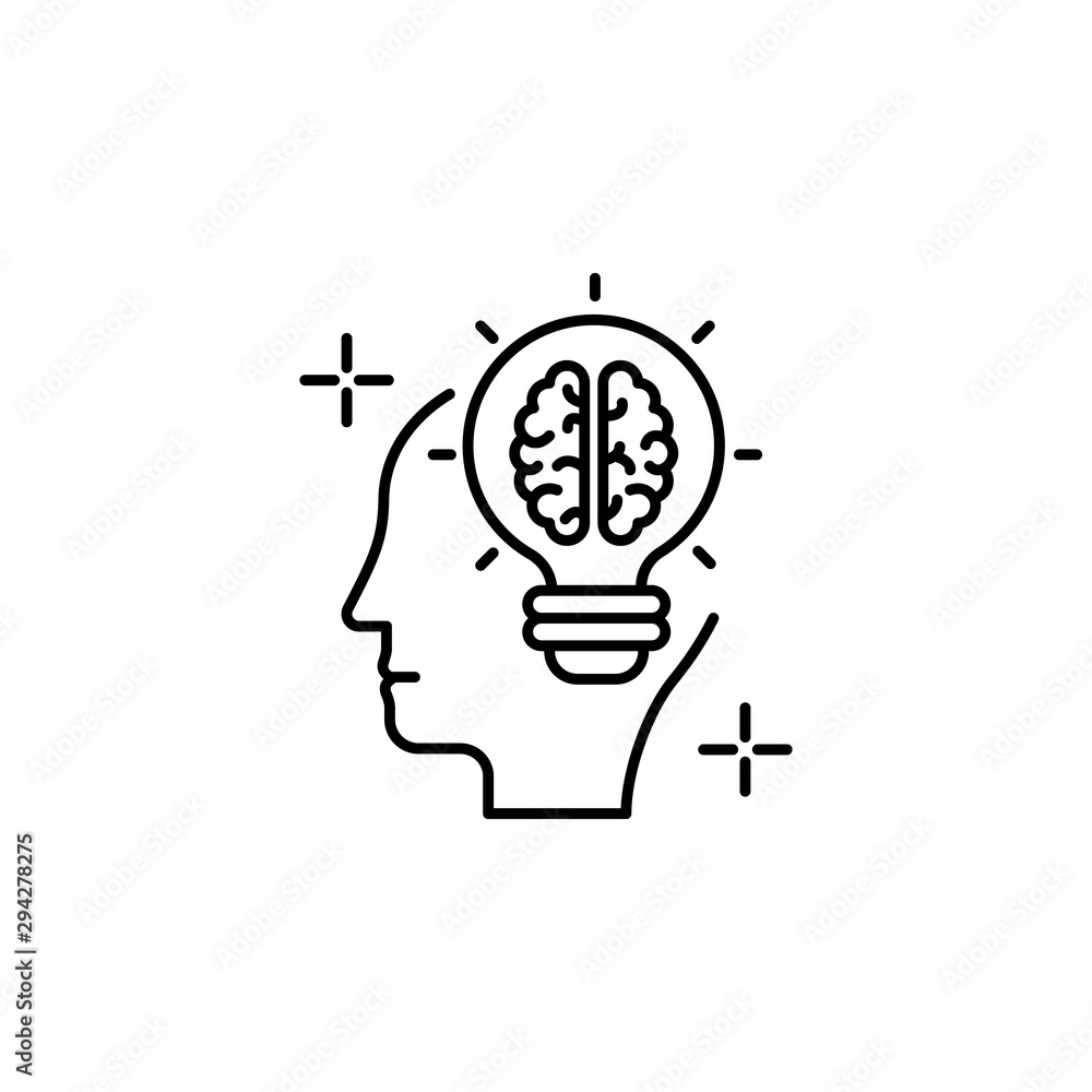 Idea bulb brain icon. Element of brain concept Idea bulb brain icon. Element of brain concept