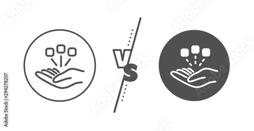 Business strategy sign. Versus concept. Consolidation line icon. Line vs classic consolidation icon. Vector