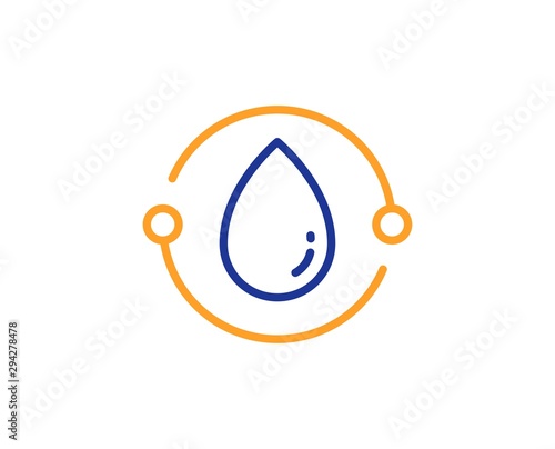 Organic tested sign. Cold-pressed oil line icon. Water drop symbol. Colorful outline concept. Blue and orange thin line cold-pressed oil icon. Vector