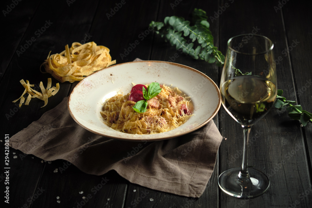 Carbonara pasta . catering menu Carbonara pasta . catering menu