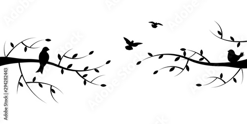 Flying bird branch silhouette illustration