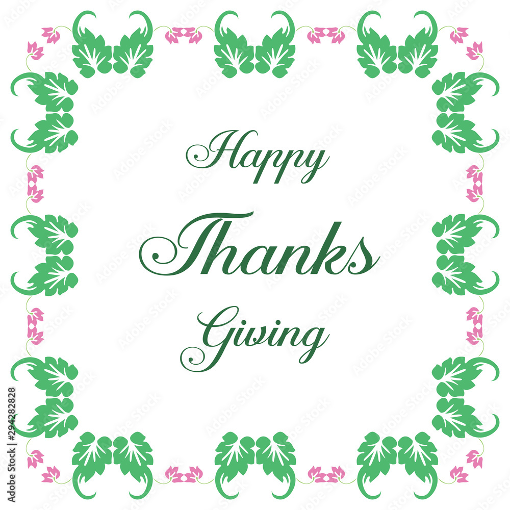 Banner thanksgiving, with cute pink flower frame. Vector
