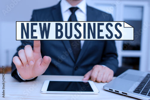 Text sign showing New Business. Business photo text the activity of buying and selling goods and services