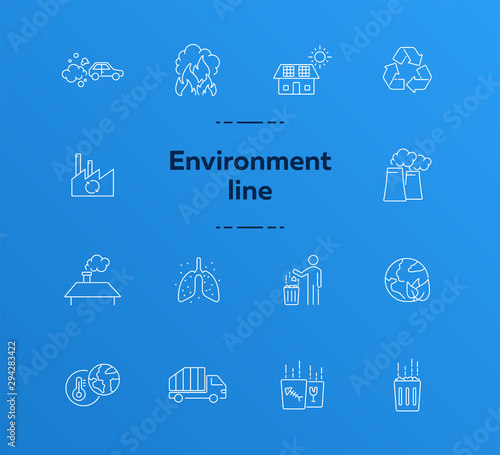 Environmental contamination icons. Set of line icons