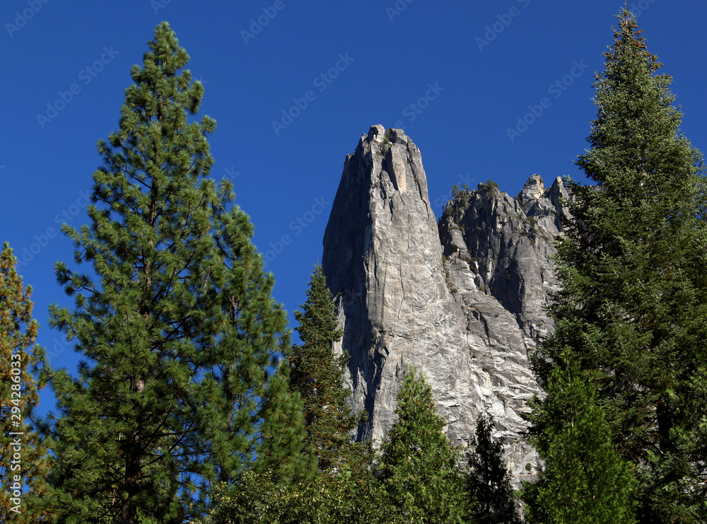 Cathedral Peak against blue sky in Yosemite National Park Cathedral Peak against blue sky in Yosemite National Park