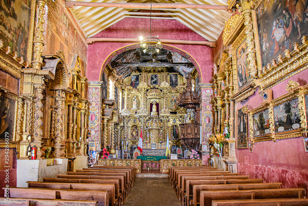 Temple of the Immaculate Virgin of Checacupe, an elaborate Barroque style church located south of Cusco, Peru Temple of the Immaculate Virgin of Checacupe, an elaborate Barroque style church located south of Cusco, Peru