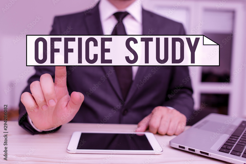 Text sign showing Office Study. Business photo text any location or venue where a demonstrating s is work is performed Text sign showing Office Study. Business photo text any location or venue where a demonstrating s is work is performed
