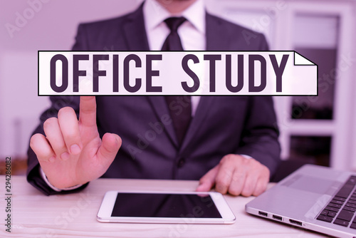 Text sign showing Office Study. Business photo text any location or venue where a demonstrating s is work is performed