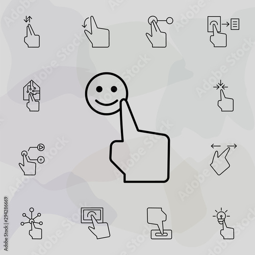 Smile, finger, touch, experience icon. Universal set of touch gesture for website design and development, app development