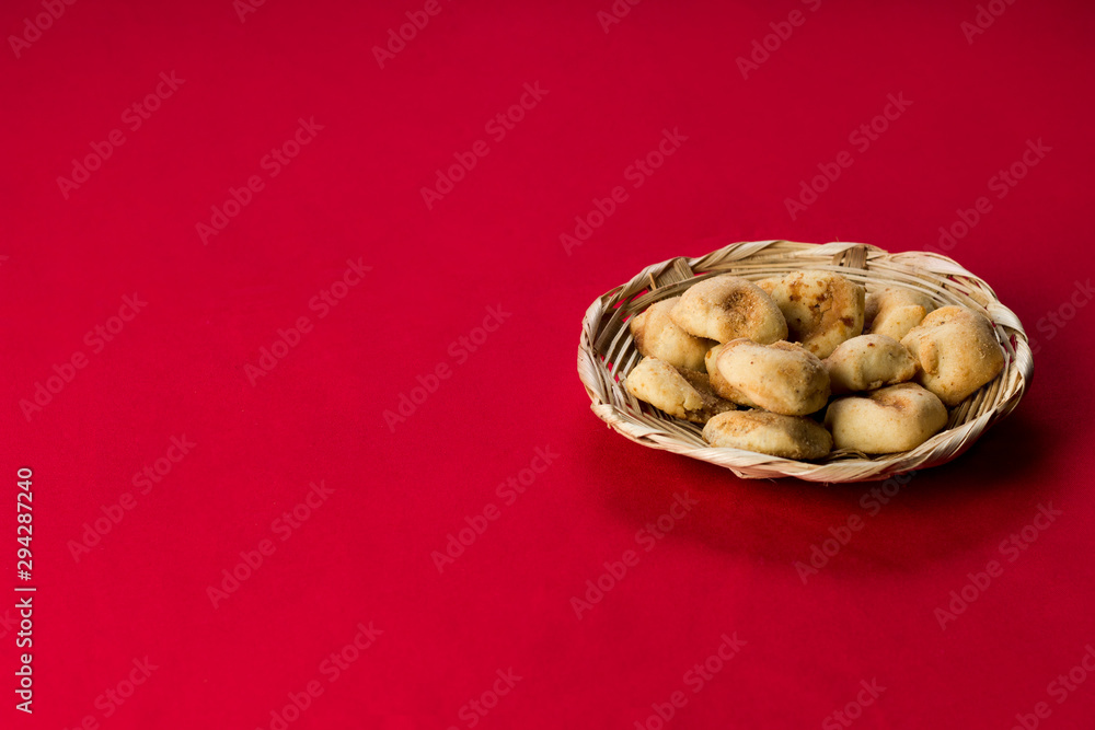 Nicaraguan rosquillas on a basket. No people. Nicaraguan rosquillas on a basket. No people.