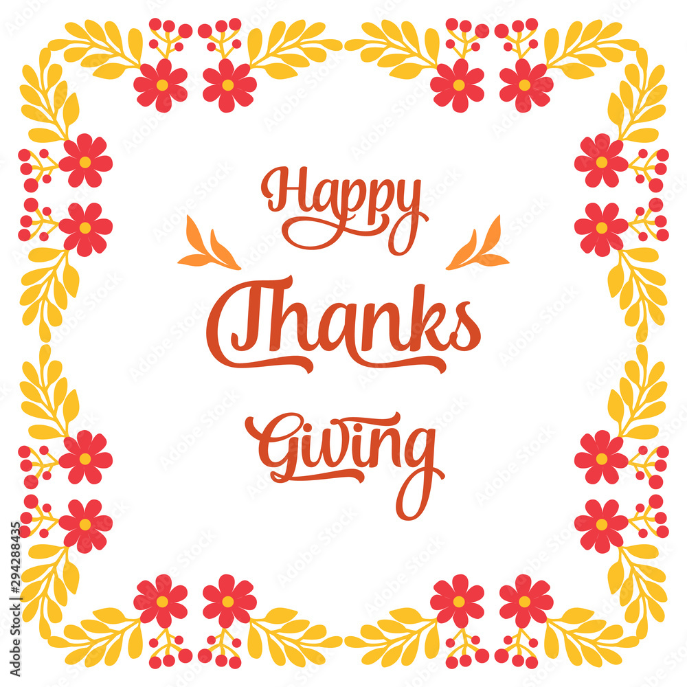 Ornate of card thanksgiving, with shape of autumn leaves frame background. Vector
