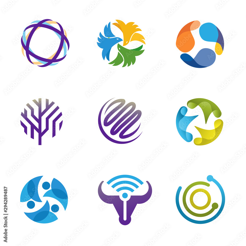 collection of circle logo vector, creative modern strong and elegant design elements for brand identity graphic design