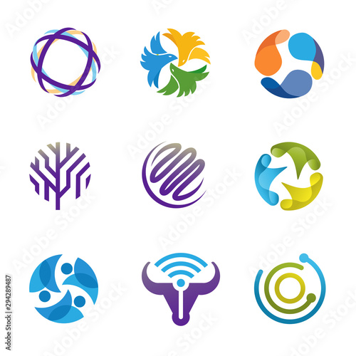 collection of circle logo vector, creative modern strong and elegant design elements for brand identity graphic design
