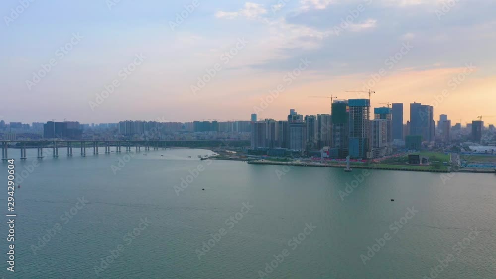 A seaside city view of Zhanjiang Bay, Guangdong, China A seaside city view of Zhanjiang Bay, Guangdong, China