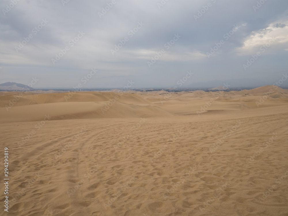 Ica Desert landscape, many dunes in the horizon