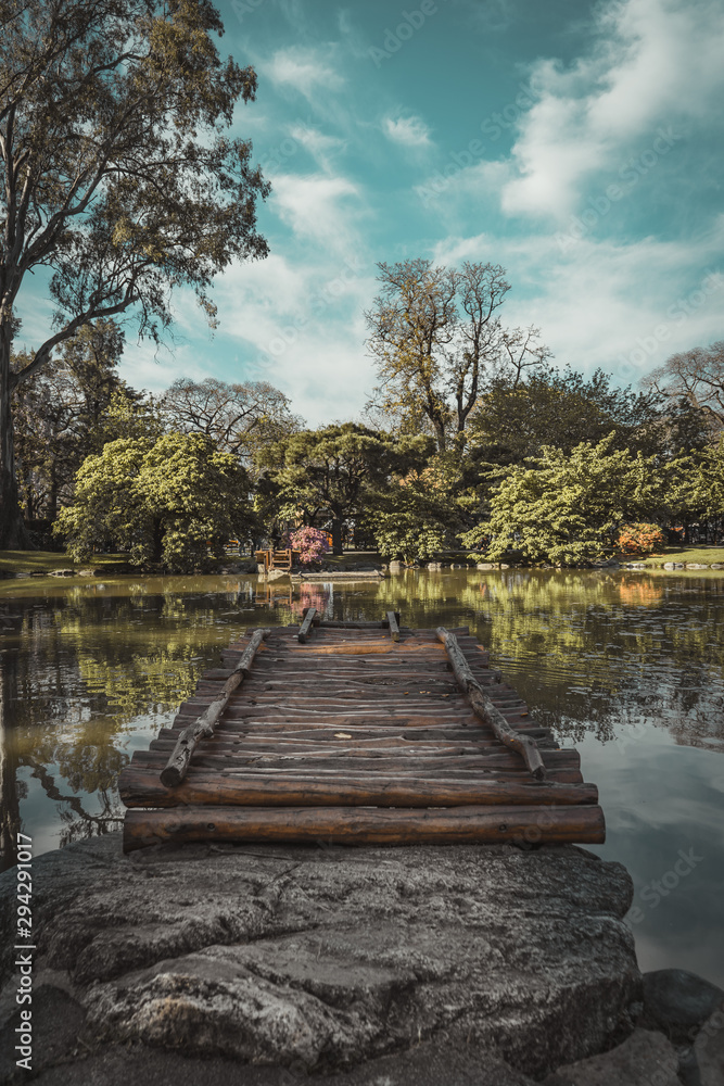 Fototapeta premium wooden bridge in the park