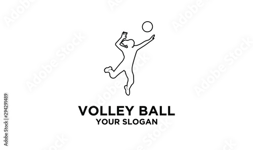volley ball line athlete logo silhouette vector template