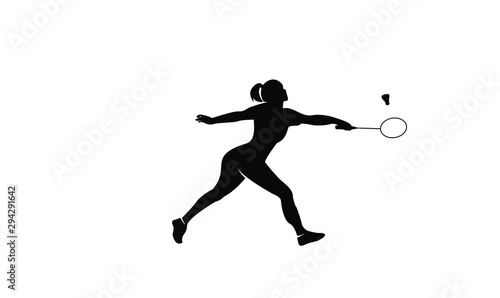 set badminton player black logo icon design illustration