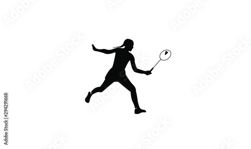 set badminton player black logo icon design illustration