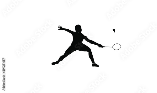 set badminton player black logo icon design illustration