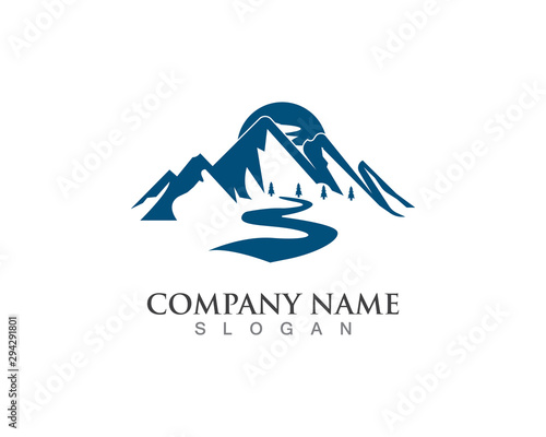 Mountain river nature landscape logo and symbol